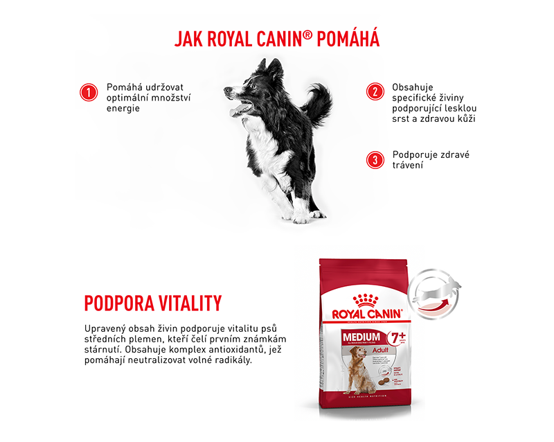 ROYAL CANIN Medium Adult 7+ granule pro stárnoucí psy středních plemen nad 7 let 15 kg