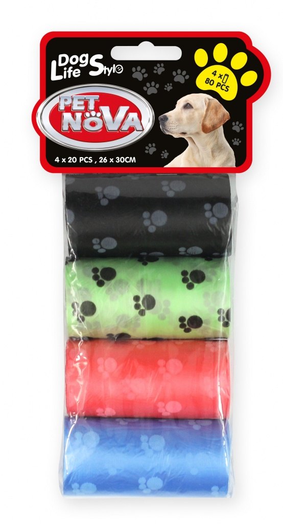 PET NOVA Dog Lifestyle Sáčky na exkrementy s tlapkami 4x20ks