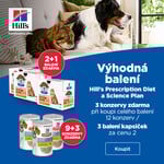 Akce HILL'S Prescription Diet: 9+3 konzervy ZDARMA / 3 balení kapsiček za cenu 2
