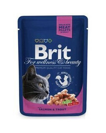 BRIT Premium Cat Adult Pouches with Salmon & Trout Losos a pstruh v omáčce 100 g
