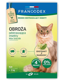 FRANCODEX Obojek proti blechám pro kočky nad 2 kg - ochrana 4 měsíce, 43 cm