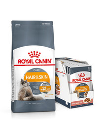 ROYAL CANIN Hair&Skin Care 10 kg + kapsičky Intense BEAUTY 85 g x 12