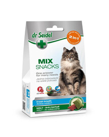 DR SEIDEL Mix 2v1 pamlsků pro svěží dech a slad pro kočky 60 g