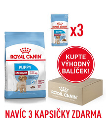 ROYAL CANIN Medium Puppy 1kg box + 3 kapsičky 140g zdarma