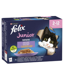 FELIX FANTASTIC Junior Mix v želé (hovězí, kuře, sardinka, losos) 72x85g