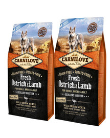 CARNILOVE Fresh Ostrich & Lamb for Small Breed Adult Dogs 2 x 6 kg