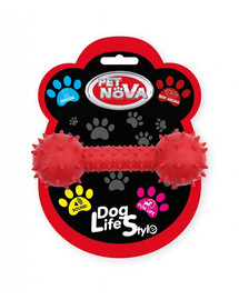 PET NOVA DOG LIFE STYLE Činka se zvonkem 14cm, červená, hovězí příchuť