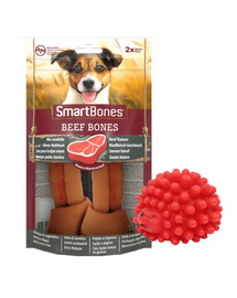 SmartBones Beef Bones M 2 ks kosti pro psy středních plemen  + Ježek hračka pro psa 6,5 ​​cm červená ZDARMA
