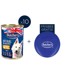 BUTCHER'S Natural&Healthy Dog s kuřecím masem a rýží 10x390g + frisbee ZDARMA