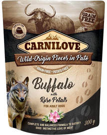 CARNILOVE Dog Pouch Paté Buffalo with Rose Petals 12 x 300g