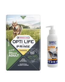 VERSELE-LAGA Opti Life Prime Adult Chicken 12,5kg + SIMPLY FROM NATURE Salmon oil Lososový olej 250 ml