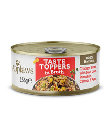 APPLAWS Taste Toppers Kuřecí prsa, hovězí játra a dýně ve vývaru 156 g
