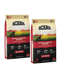 ACANA Dog Sport & Agility 2 x 11,4 kg bezobilné granule pro aktivní a velmi aktivní psy
