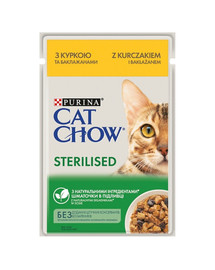 PURINA CAT CHOW Sterilised Kuře a Lilek v omáčce 26 x 85 g