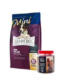 HAPPY DOG Mini Irland 8 kg + SIMPLY FROM NATURE Tréninkové pamlsky se zaječím masem a zeleným čajem 300 g