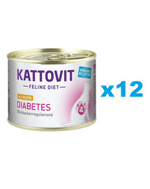 KATTOVIT Feline Diet Diabetes Kuřecí 12 x 185 g