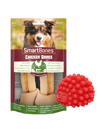 SmartBones Chicken Bones M 2ks kosti pro psy středních plemen + Ježek hračka pro psa 6,5 ​​cm červená ZDARMA