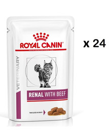 ROYAL CANIN Veterinary Diet Cat Renal Beef Pouch 24 x 85g