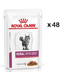 ROYAL CANIN Veterinary Diet Cat Renal Beef Pouch 48 x 85g