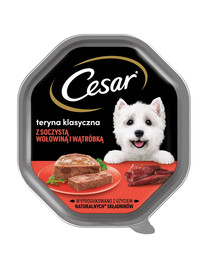 CESAR sada 14x150 g paštiky pro dospělé psy s hovězím masem a játry