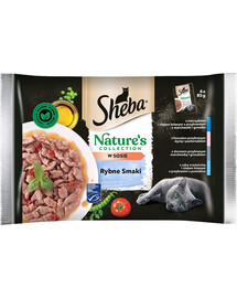 SHEBA  Nature’s Collection Kompletní mokré krmivo rybí Smaki pro dospělé kočky v omáčce z tuňáka a lněného oleje, 4x85 g kapsička
