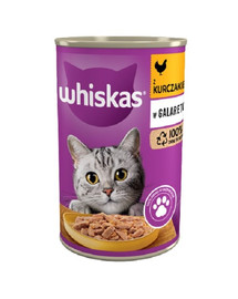 WHISKAS Adult 24x400 g - kompletní vlhké krmivo pro dospělé kočky, kuřecí kousky v želé