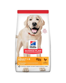HILL'S Science Plan Canine Adult Light Large breed Chicken 18 kg + 3 konzervy ZDARMA