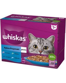 WHISKAS Rybí pochoutky bílá ryba, treska, losos, tuňák v želé 12x85g