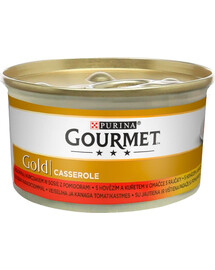 GOURMET Gold hovězí a kuřecí v rajčatové omáčce 85 g