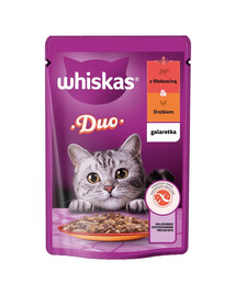WHISKAS Adult sáček 85 g mokré krmivo pro dospělé kočky v želé s hovězím a drůbežím