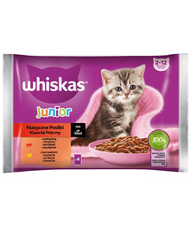 WHISKAS Junior Classic Meals Kuřecí a hovězí maso v omáčce 4x85g