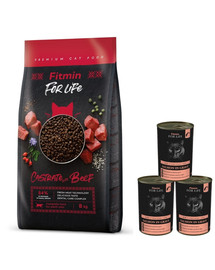 FITMIN Cat For Life Castrate Beef 8 kg + 3 konzervy ZDARMA