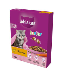 WHISKAS Junior 300 g suché kompletní krmivo s lahodným kuřecím masem pro koťata