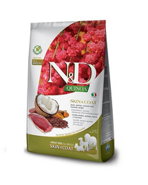 N&D Quinoa Skin&Coat Duck&Coconut Adult 2 x 7 kg + FLEXI New Comfort L Tape 8 m ZDARMA