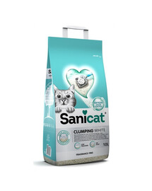 SANICAT Clumping White Unscented 10L bentonitová podestýlka pro kočky