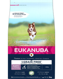 EUKANUBA Grain Free S/M Puppy Jehněčí 3 kg pro štěňata malých a středních plemen