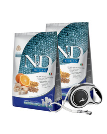 N&D Ocean Dog Low Grain Adult Mini Codfish & Orange 2 x 7 kg + FLEXI New Comfort L Tape 8 m ZDARMA