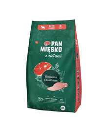 PAN MIĘSKO pro střední plemena M 20 kg s bylinkami, hovězím masem a králíkem