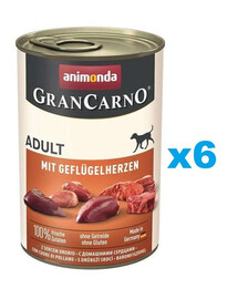 ANIMONDA GranCarno Adult Drůbeží srdce 6x400g