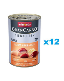 ANIMONDA GranCarno Sensitiv Pure Kuřecí s rýží 12x400g