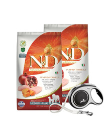 N&D Grain Free Pumpkin Adult M/L Chicken & Pomegranate 2 x 12 kg + FLEXI New Comfort L Tape 8 m ZDARMA
