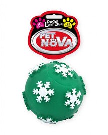PET NOVA DOG LIFE STYLE Míč se sněhovými vločkami 7,5 cm zelený