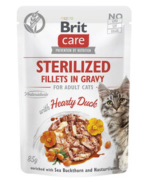BRIT CARE Fillets in Gravy Pouch Sterilized Hearty Duck 24x85g s kachnou pro sterilizované kočky
