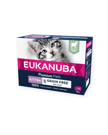 EUKANUBA Grain Free Kitten Jehněčí paštika pro koťata 12 x 85 g