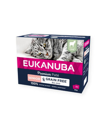 EUKANUBA Grain Free Senior Paštika pro starší kočky Jehněčí 12 x 85 g
