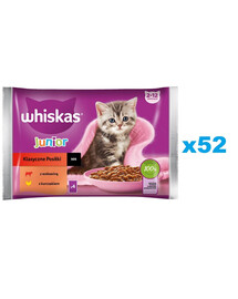 WHISKAS Junior 52x85g Vlhké krmivo pro koťata Classic Meals v omáčce s hovězím a kuřecím masem