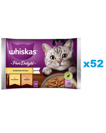 WHISKAS Adult 52x85g Drůbeží sušené mokré krmivo pro dospělé kočky v želé s: kuřecím masem, krůtím masem