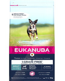 EUKANUBA Grain Free S-XL Adult Kachna 3 kg pro dospělé psy