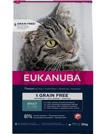 EUKANUBA Grain Free Adult Losos 10 kg pro dospělé kočky