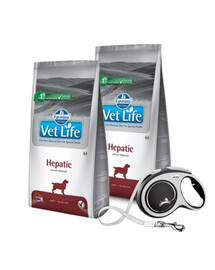 FARMINA Vet Life Dog Hepatic 2 x 12 kg + FLEXI New Comfort L Tape 8 m ZDARMA